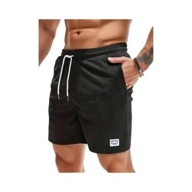 Imagem de Verão masculino veludo shorts casual leve solto ajuste praia board sho