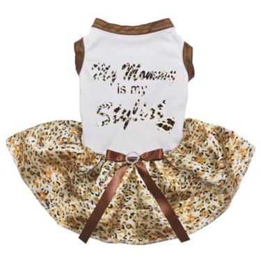 Imagem de Petitebella Vestido My Mommy is My Stylist Puppy Dog (Branco/Leopardo Dourado, Médio)