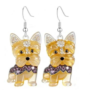 Imagem de OSCCI Adoráveis brincos de acrílico para filhotes de cachorro – Ganchos de liga durável, com tema de animal de estimação fofos, ótimos para roupas casuais e de festa, Acrílico, Sem pedra preciosa