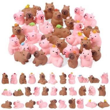 Imagem de GGSTDDUP 32 minicapivaras de resina, 16 estilos de figuras de capivara, mini figuras fofas de resina de capivara, miniaturas de animais minúsculos animais para jardim, musgo, paisagem, casa de boneca