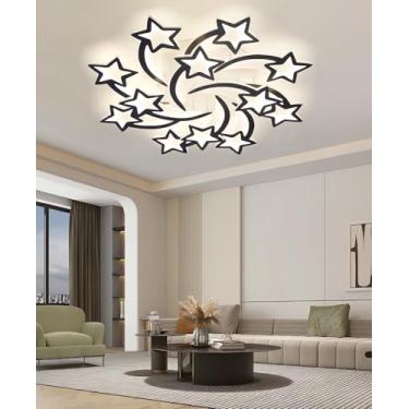 Imagem de Luminárias de teto LED modernas para quartos, lustre de teto preto com intensidade regulável e controle remoto, luminárias de embutir brancas, próximas ao teto, para estudos e escritórios (p