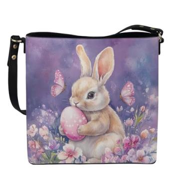 Imagem de HUGS IDEA Boho Bolsas femininas de couro, bolsa tiracolo tipo concha, Coelho da Páscoa, Large