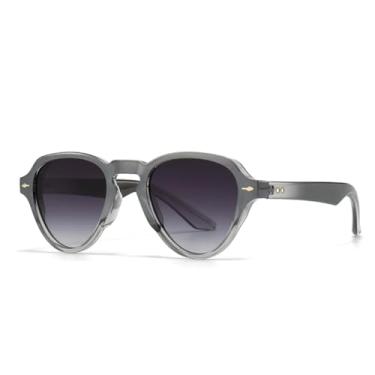 Imagem de JRLLFD Óculos de sol retrô literários estilo charmoso redondo para fotografia de rua (cinza)