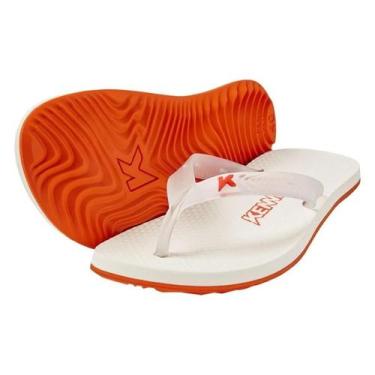 Imagem de Chinelo Kenner New Summer Masculino - Branco e Laranja, 45