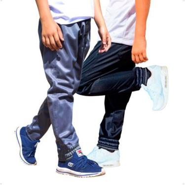 Imagem de KIT 2 Calças Jogger Helanca Infantil Agasalho Flanelado Inverno Bolso 