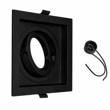 Imagem de Spot Embutir Recuado Mr16 Quadrado Preto P/ Lâmpada Dicróica Mr16 Gu10