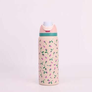 Imagem de Garrafa de vácuo esportiva de aço inoxidável 304 com alça e canudo, caneca térmica macaron de grande capacidade /16/19/24/947.2 g (laço azul, 32) (680.4 g-720ml, A-10)