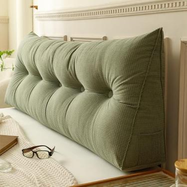 Imagem de BAHULA Almofada triangular de cabeceira de cunha, almofada de leitura grande para descanso de cama, suporte de posicionamento do encosto, almofada de reforço com capa removível, verde b, 150 x 50 x 20