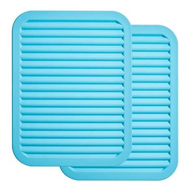 Imagem de 2 Peças de Almofadas Isolação Silicone Tapetes Retangulares Trivets Tapete Mesa Resistente ao Calor Contraponto Cozinha