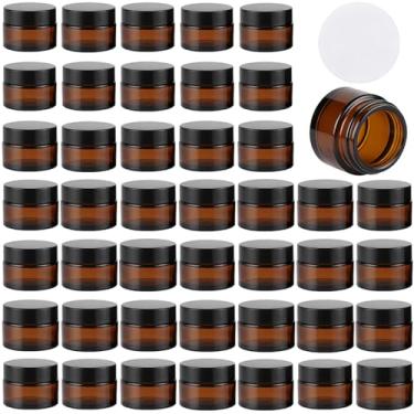 Imagem de Frasco de vidro de 28,3 g com tampa, 45 recipientes redondos âmbar, frascos de vidro cosméticos para viagem, esfoliante corporal, loção, manteiga corporal, sais de banho