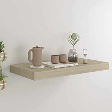 Imagem de Prateleiras flutuantes, conjunto de 2 prateleiras montadas na parede MDF, prateleiras decorativas para armazenamento de parede, quarto e cozinha, prateleiras de banheiro decorativas, cinza concreto