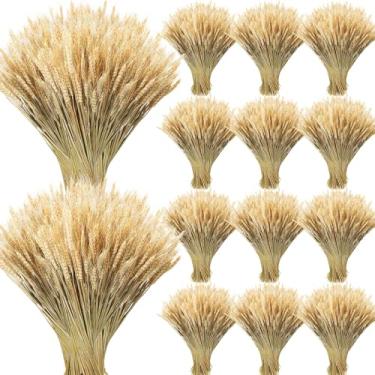 Imagem de Geosar 1800 hastes de trigo secas para decoração de feixes de grama de trigo natural, arranjo de flores artificiais para casa de fazenda, mesa de casamento, centros de mesa, decoração de festa (40,6