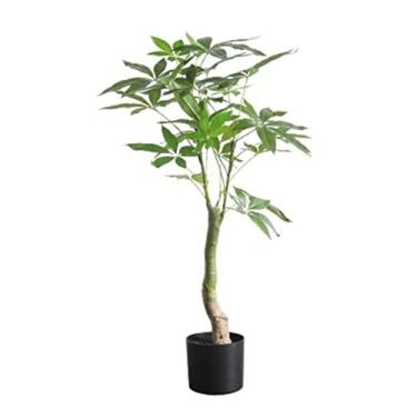 Imagem de SLGGPJBU Plantas falsas planta artificial árvore artificial tronco de madeira torcida folhas verdes exuberantes realistas escritório casa restaurante planta verde bonsai plantas artificiais interior