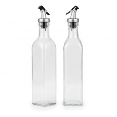 Imagem de Kit 2 Galheteiros de Vidro 500 ml com Bico Dosador – Azeite, Vinagre, Óleo e Shoyu – Tampa Aço Inox e Design Ergonômico para Cozinha