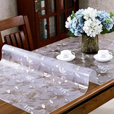Imagem de U5GAAALPPQ9 Tapete de mesa transparente, capa de mesa grossa, elegante, toalha de mesa para 2, 4, 6 pessoas, multiuso (padrão floral 2 mm, 80 x 140 cm)