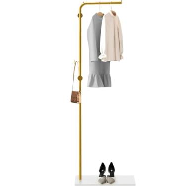Imagem de SLGGPJBU Cabideiro de metal com economia de espaço, suporte independente com cabide de base com ganchos para quarto, escritório, entrada, suporte de roupas
