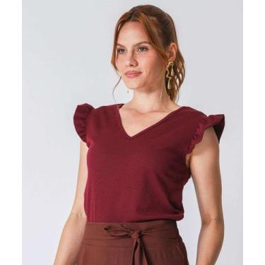 Imagem de Blusa Regata Feminina Textura Babado Marisa Vinho-22069, Vinho, P