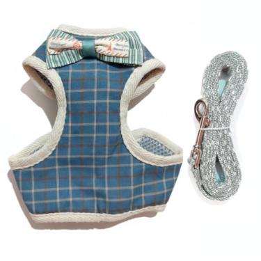 Imagem de Guia Pet Peitoral Ajustável Poliéster M Cães Gatos Pequeno Porte Filhotes Premium (Azul)