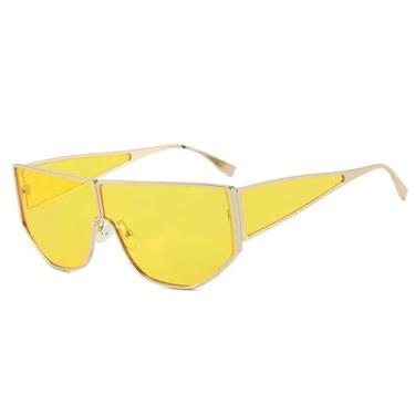 Imagem de Óculos de Sol UV400 - Cores Candy Punk, Lentes Degradê de Pernas Largas, para Homens e Mulheres, Ideais para Esportes, Corrida, Ciclismo e Atividades ao Ar Livre, na Cor Amarela.