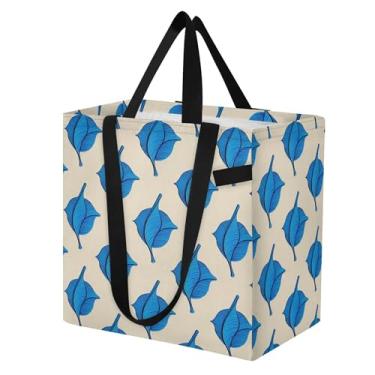 Imagem de SEHANY Sacolas de compras reutilizáveis de folhas verdes com alças reforçadas, bolsa de compras de lona dobrável à prova d'água de grande capacidade para viagem, cozinha, praia