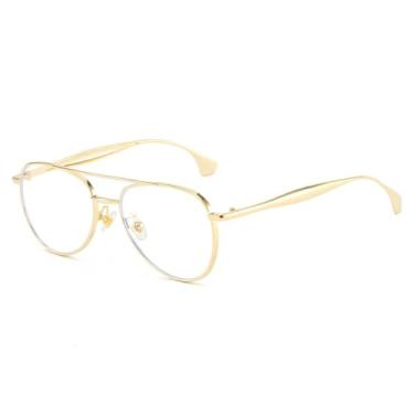 Imagem de Óculos de Sol UV400 - Redondos, com Ponte Dupla de Metal e Lentes Gradientes, para Homens e Mulheres, Ideais para Esportes ao Ar Livre, Corrida e Ciclismo, Dourado e Transparente