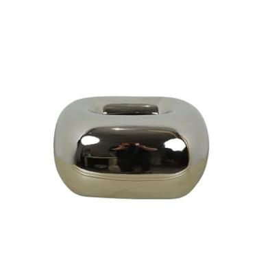 Imagem de Caixa de lenços de cerâmica moderna prática para uso doméstico, mesa de jantar, armazenamento de guardanapo, dispensador facial, organizador de ornamentos (prata)