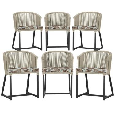 Imagem de 6 Cadeiras De Jantar área Noronha Preta E6 Trama  Rami