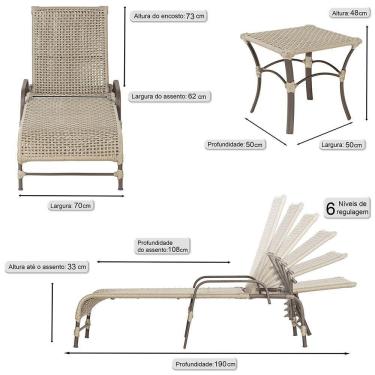 Imagem de Espreguiçadeira Catar Mesa Corda Náutica Piscina Trama Rami