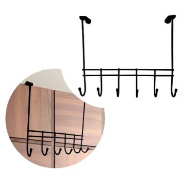 Imagem de Cabideiro Metais Massuia Sem Furo 6 Ganchos, Preto