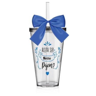 Imagem de Copo Lembrancinha Pajem Acrílico Azul