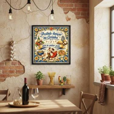 Imagem de Quadro Proibido Dançar Na Cozinha 33X33Cm Mold Branca Vidro - Quadros 
