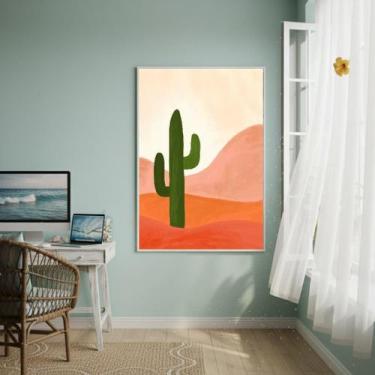 Imagem de Quadro Decorativo Cacto Chamativo 70X50Cm Mold Branca - Quadros On-Lin