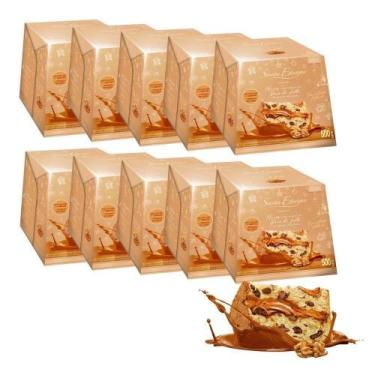 Imagem de 10 Panetones Premium Recheado Doce De Leite Com Nozes 500G - Santa Edw