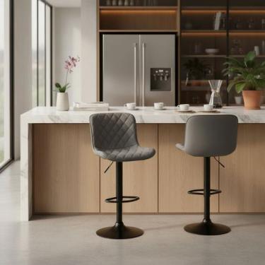 Imagem de Banqueta Com Encosto Giratória Cozinha Bar Balcão Kit 2 Un - BEST, Cin