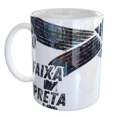 Imagem de Caneca Porcelana Judô Faixa Preta e Branca - Pense Canecas, Branco