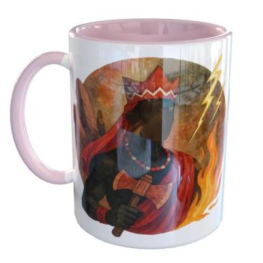 Imagem de Caneca Porcelana Xango Umbanda Orixas - Pense Canecas, Rosa Claro