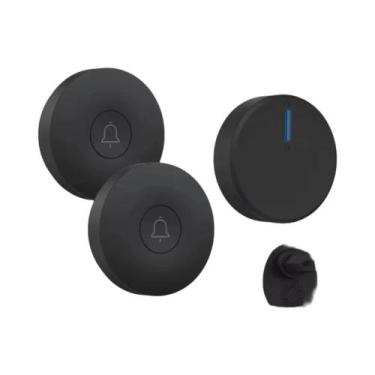 Imagem de Campainha Sem Fio Preta À Prova d'Água Circular Autoalimentada AC 110v