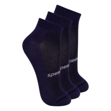 Imagem de Kit com 3 Pares de Meias Esportiva Cano Curto Speedo 8033, Azul marinh