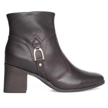 Imagem de Bota Feminina Bottero Cano Curto Salto Bloco Marrom-Feminino
