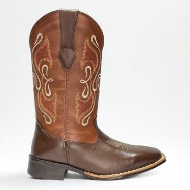 Imagem de Bota Texana Feminina Country Couro Marrom Bordada Kapell-Feminino