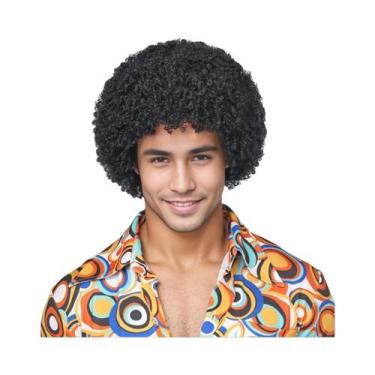Imagem de Peruca Sintética Curta Masculina De 12 Polegadas Estilo Hip-Hop Disco 