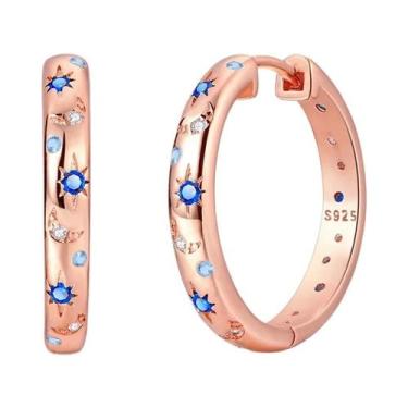 Imagem de Brincos De Argola Pendentes Em Prata Esterlina 925 Ouro Rosê Para Mulh