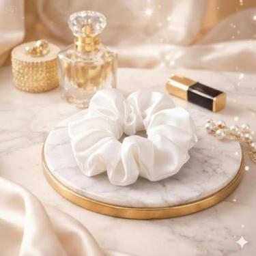 Imagem de Kit 30 Xuxinhas de Cetim com Costura Embutida Scrunchies Frufru Rabicó