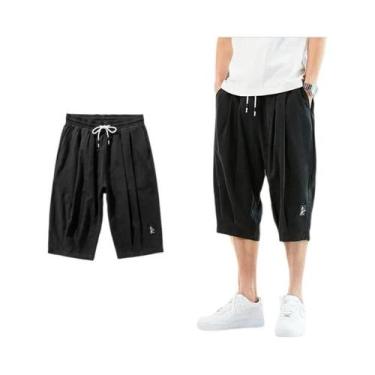 Imagem de Calça Harém Masculina Plus Size - Verão, Estilo Chinês, Comprimento Cu