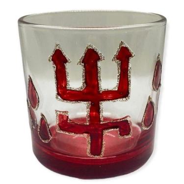 Imagem de Copo de Whisky de Vidro Exu Tridente Vermelho 300ml - Lua Mística - 10