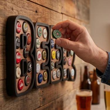 Imagem de Quadro Decorativo de Porta Tampinhas Tema BEER Linha Decorato com 35 e