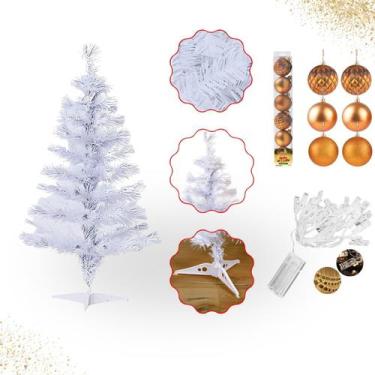 Imagem de Árvore Natal 50 Galhos Branca 60cm Pisca Led 2m E Bolinhas - 01Smart