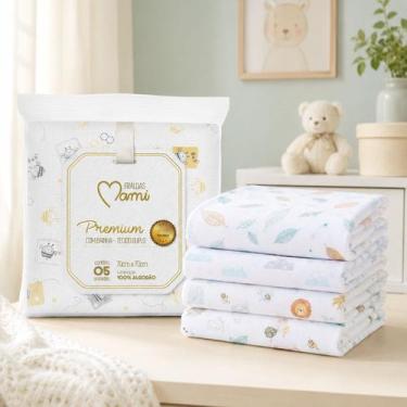 Imagem de Fralda Bebe Premium Mami Neutro 70x70cm Animais Algodao Fofo - Papi