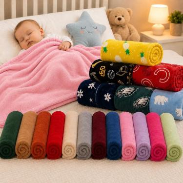 Imagem de Kit 3 Mantas Cobertor Microfibra Infantil Bebê Neném 70x94cm