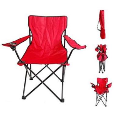 Imagem de Cadeira Camping Dobravel Com Porta Copo E Bolsa Articulada Para Praia